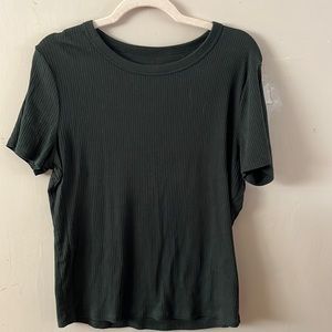 Ribbed Green T Shirt